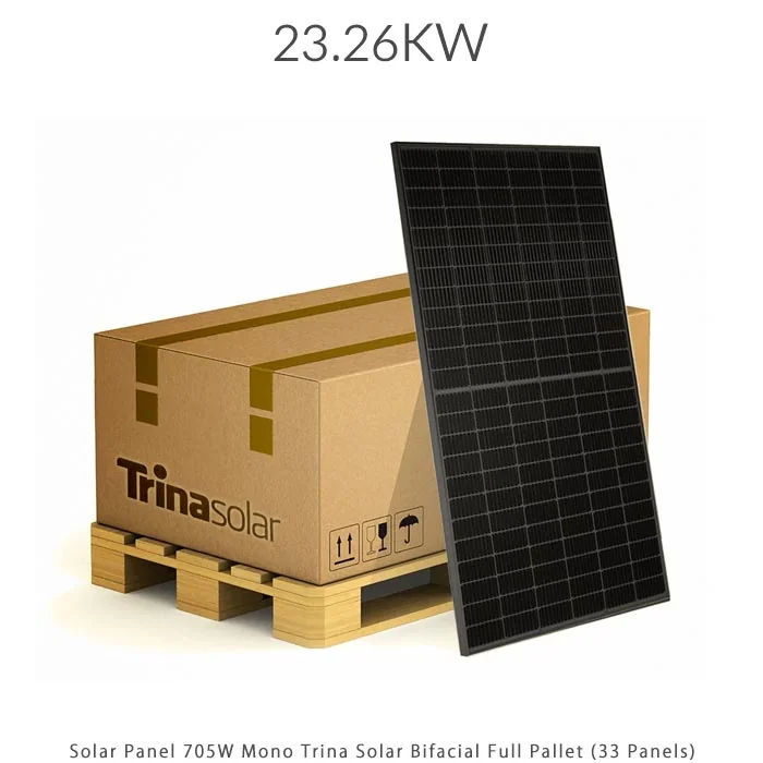 پنل خورشیدی پالتی 705 وات مدل بایفشیال N-Type TOPCON برند TRINA SOLAR پالت 33 عددی