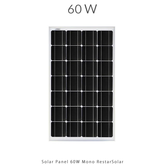 پنل خورشیدی 60 وات مونو کریستال برند RESTAR SOLAR